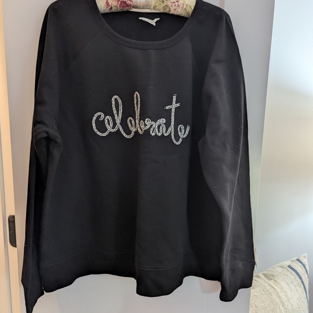 Nordstrom Black Sweater with Silver Script - Picture 6 of 6